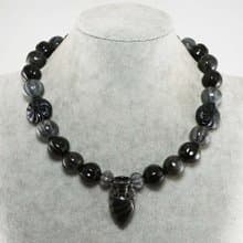 Black Gray Anthracite Porcelain Ceramic Aroma Therapy Bottle Necklace Jewelry