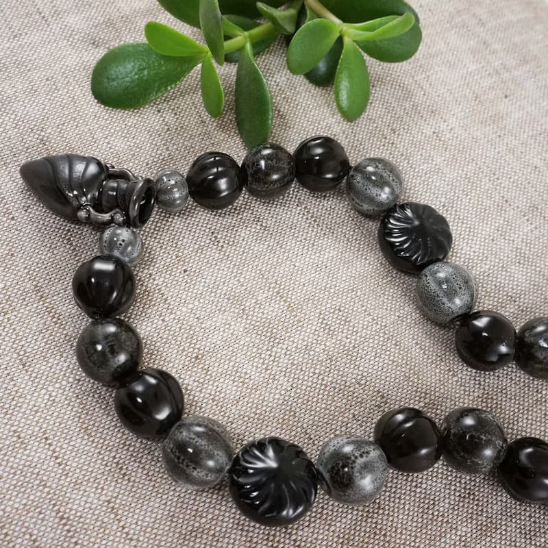 Black Gray Anthracite Porcelain Ceramic Aroma Therapy Bottle Necklace Jewelry