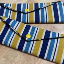 文青風環保純棉筷袋 條紋厚帆布 質感原胚 藍黃相間 日本 潮物 收
