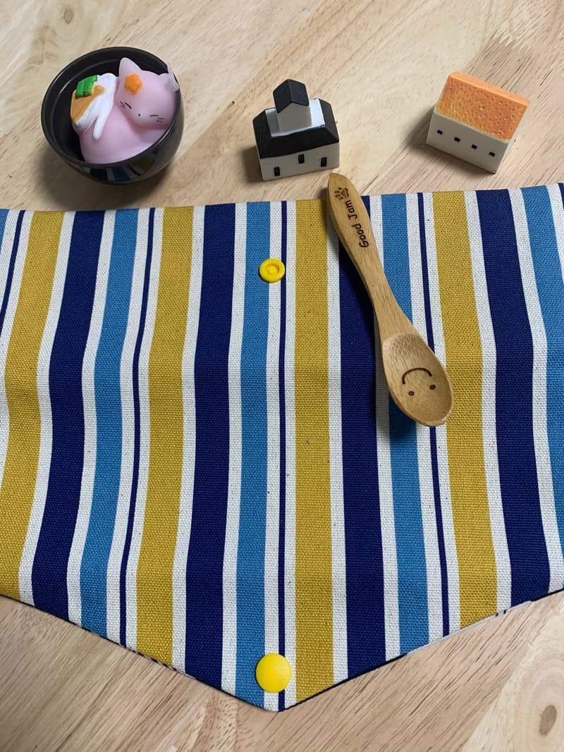 文青風環保純棉筷袋 條紋厚帆布 質感原胚 藍黃相間 日本 潮物 收