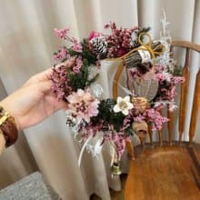 永生乾燥花圈【粉花圈】 開幕花禮 喬遷花禮 入厝花禮 聖誕花圈