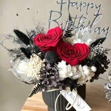 玫瑰之心 閃耀黑 永生桌花盆花擺設