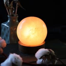 小玫瑰圓球 I 原木底座 I 身心平衡圓滿 淨化磁場 I 鹽燈禮