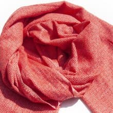 喀什米爾Cashmere 針織圍巾 純羊毛圍巾 手織圍巾 編織圍巾-紅色