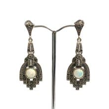 Victorian Style Large Gilson Opal Set Pendant and Earrings 925 Sterling Silver