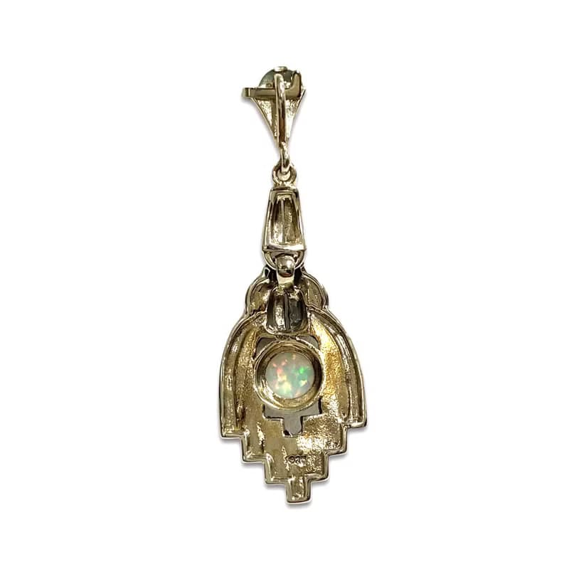 Victorian Style Large Gilson Opal Set Pendant and Earrings 925 Sterling Silver