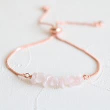 天然粉晶拉繩手鍊 玫瑰金粉晶手環 三色選 鍍金鍍銀鍍玫瑰金