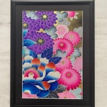 色打掛からつくるアートパネル　vintage 友禅着物 和モダン 和風インテリア プレゼント 花柄 結婚祝 新築祝 長寿祝 縁起物 額装インテリア　23