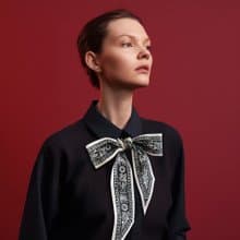 100%桑蠶絲真絲窄領巾/絲巾/飄帶/包柄帶/髮帶::花卉紋樣