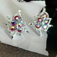 vintage jewelry SARAH COV金紅極光萊茵 夾式耳環