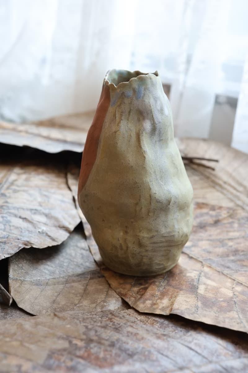 【喬遷禮物】風的皺折No3鈷綠手捏花器侘寂風雕塑擺件收藝術作品