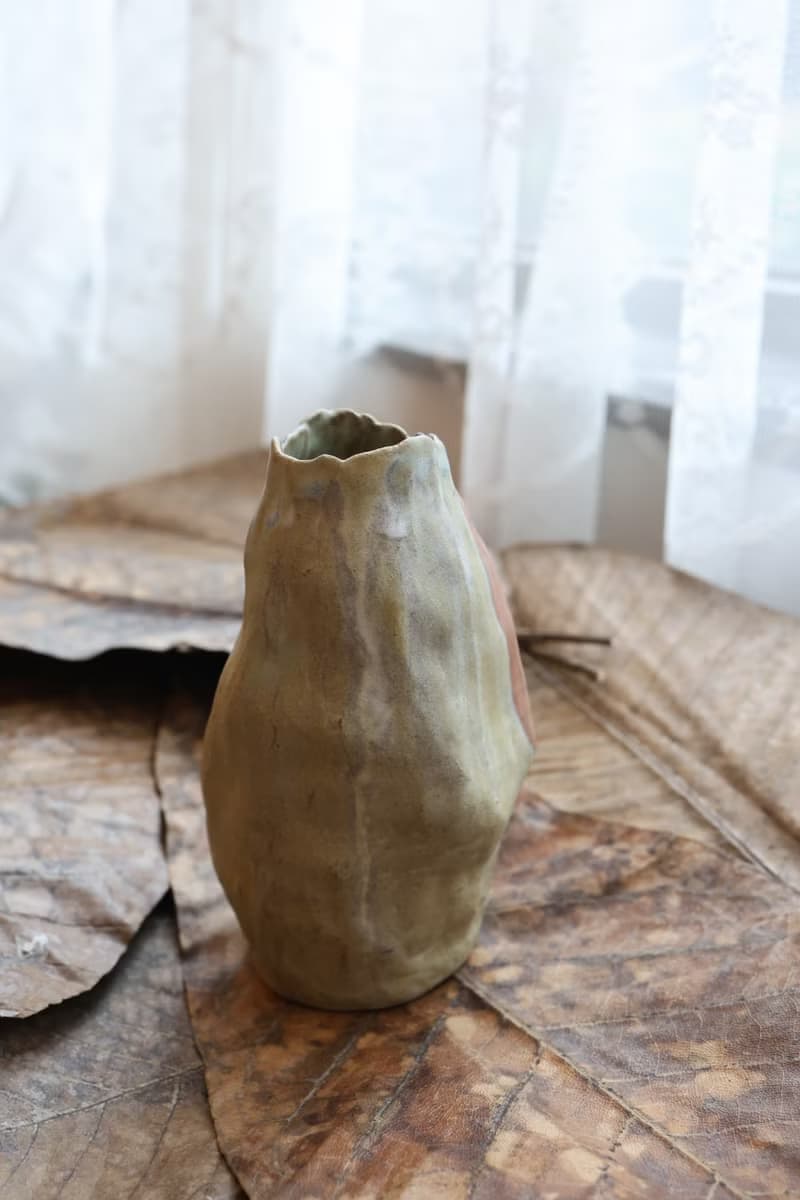 【喬遷禮物】風的皺折No3鈷綠手捏花器侘寂風雕塑擺件收藝術作品
