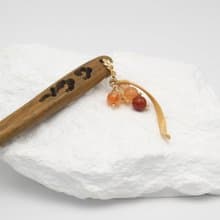 【秋色】檀木纏花髮簪 果實 兔毛晶 母親節禮物