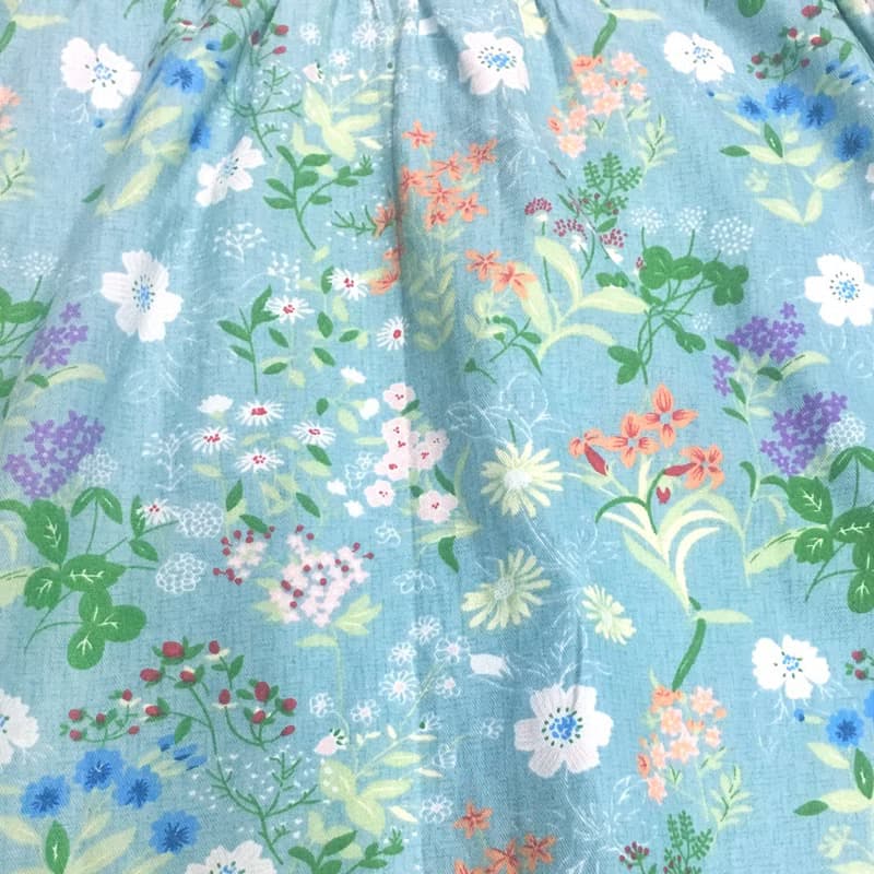 短袖縮口露肩洋裝 衣裙 女童裝 Blue Flower
