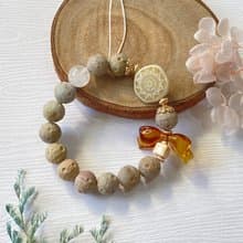 阿拉善彩玉瑪瑙 霧面隕石||避邪招財助眠 水晶手鍊