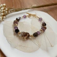 招財黑金超七貔貅手鏈 / 茶水晶 / 白水晶 / 紫水晶 / 紫鈦晶