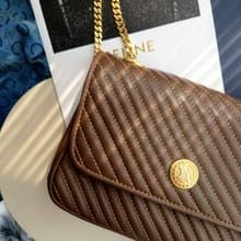 中古美品 CELINE 咖凱旋門晚宴包手拿包鏈條包斜揹包斜挎包單肩包