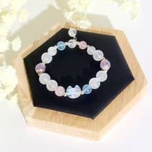 超萌氣質貓喵頭-天然藍光白月光石/淡粉晶/海藍寶/薰衣草紫晶手鍊