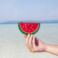 情人節禮物 生日禮物 手工山羊皮零錢包 / 手繪風格皮革錢包 / 皮革小包 - 熱帶水果 西瓜
