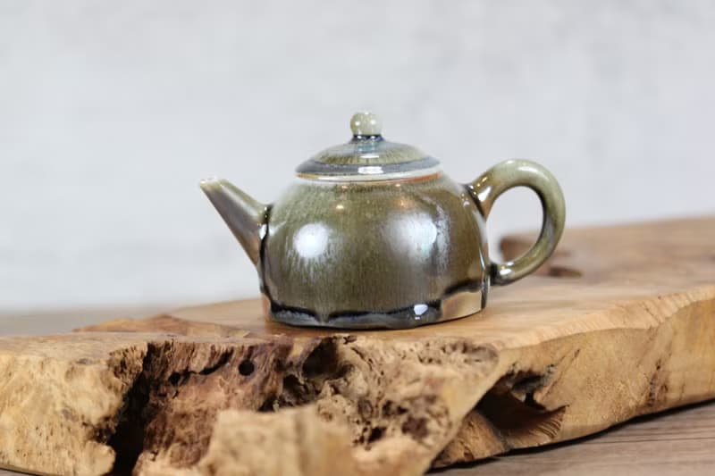 【送禮好物】180ml 柴燒天目釉 手拉坯茶壺 鶯歌葉敏祥作品