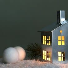 Tin house candle holder //Unique nordic decor for modern home // FREE SHIPPING//