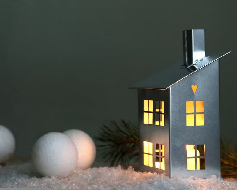 Tin house candle holder //Unique nordic decor for modern home // FREE SHIPPING//