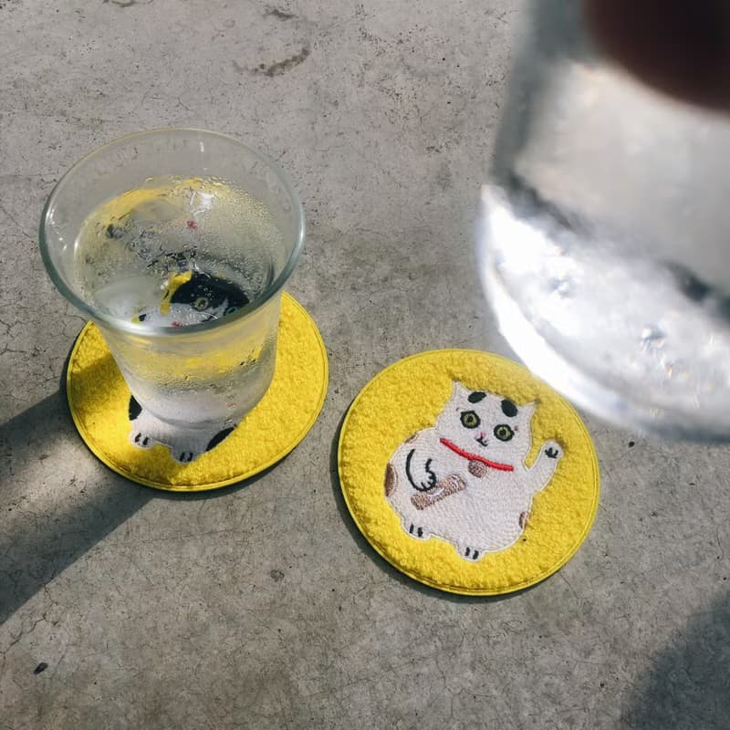 招財貓黃黃杯墊