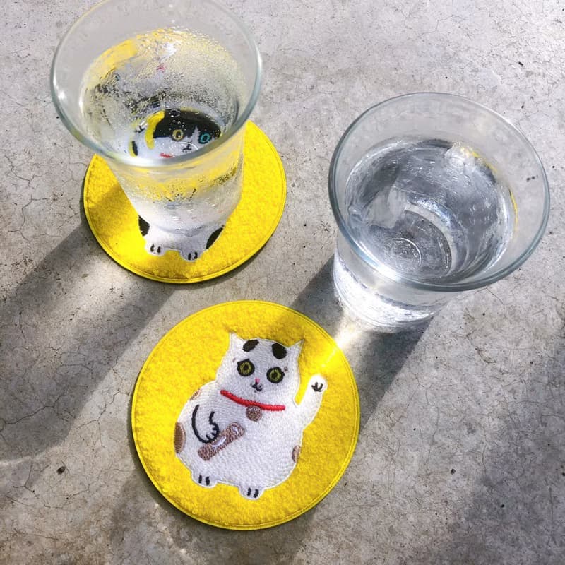 招財貓黃黃杯墊