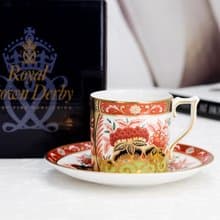 Royal Crown Derby 1999伊萬里金牡丹 骨瓷咖啡杯盤組