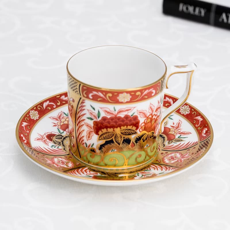 Royal Crown Derby 1999伊萬里金牡丹 骨瓷咖啡杯盤組