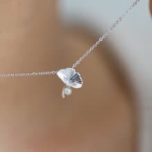 pure love 銀杏葉項鍊 925純銀 珍珠項鍊 鎖骨鍊