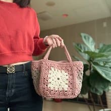 雙色花手袋
