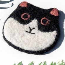 情人節禮物 聖誕交換禮物 森林系羊毛氈杯墊 動物杯墊-貓咪吸水墊