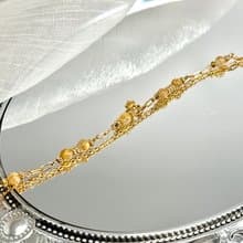 維納斯之心鈦晶水晶手鍊 - 18K金色醫療鋼/金髮鈦晶