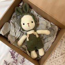 毛線鉤織吊帶褲兔兔寶 寶寶彌月禮盒