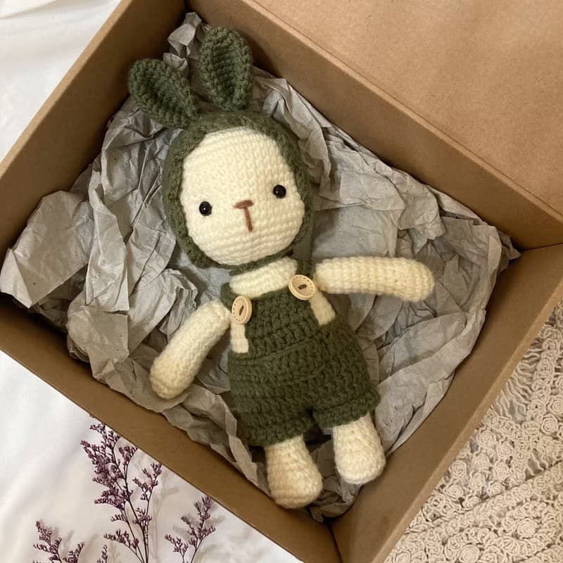 毛線鉤織吊帶褲兔兔寶 寶寶彌月禮盒