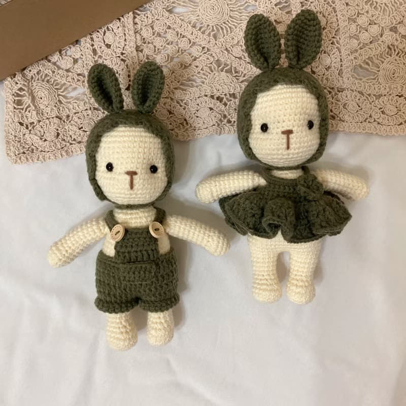 毛線鉤織吊帶褲兔兔寶 寶寶彌月禮盒