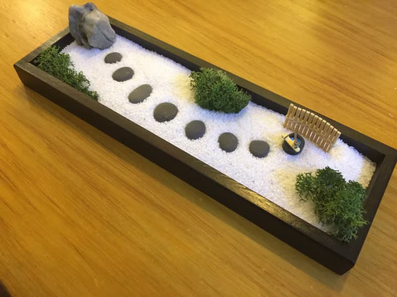 純自然 日式 禪庭 黑長方木盒 沙盤 枯山水  送禮 療癒 小物 zen