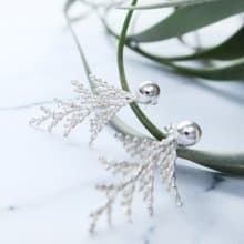 森林系 925純銀 雪柏 耳環 一對 免費送禮包裝