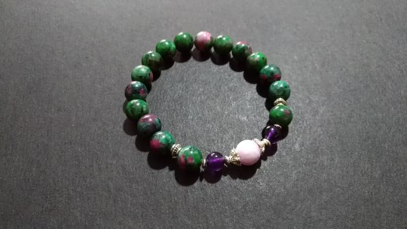 (天然石水晶手鍊)(清朝宮風)紅綠寶x紫鋰輝x