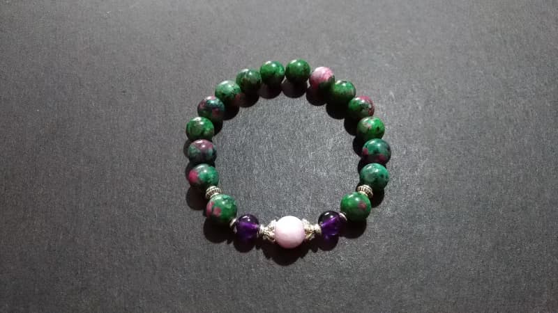 (天然石水晶手鍊)(清朝宮風)紅綠寶x紫鋰輝x