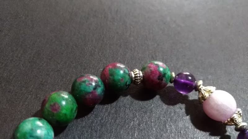 (天然石水晶手鍊)(清朝宮風)紅綠寶x紫鋰輝x