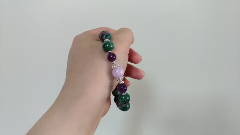 (天然石水晶手鍊)(清朝宮風)紅綠寶x紫鋰輝x