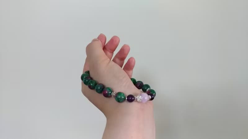 (天然石水晶手鍊)(清朝宮風)紅綠寶x紫鋰輝x