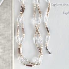 淡水パール マザーオブパール 水晶 異素材を使用したロングネックレスとブレスレット　1点のみ