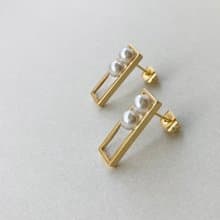ダブルパールスクエアピアス/イヤリング