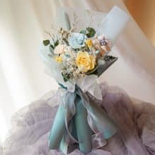 混搭藍黃色永生花束