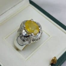 Natural Mens Yellow Sapphire Ring Sterling Silver 925 Handmade Sapphire Ring