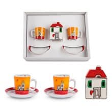 義大利EGAN- 歐式小屋系列 2咖啡杯1糖罐禮盒組 紅色 100ML