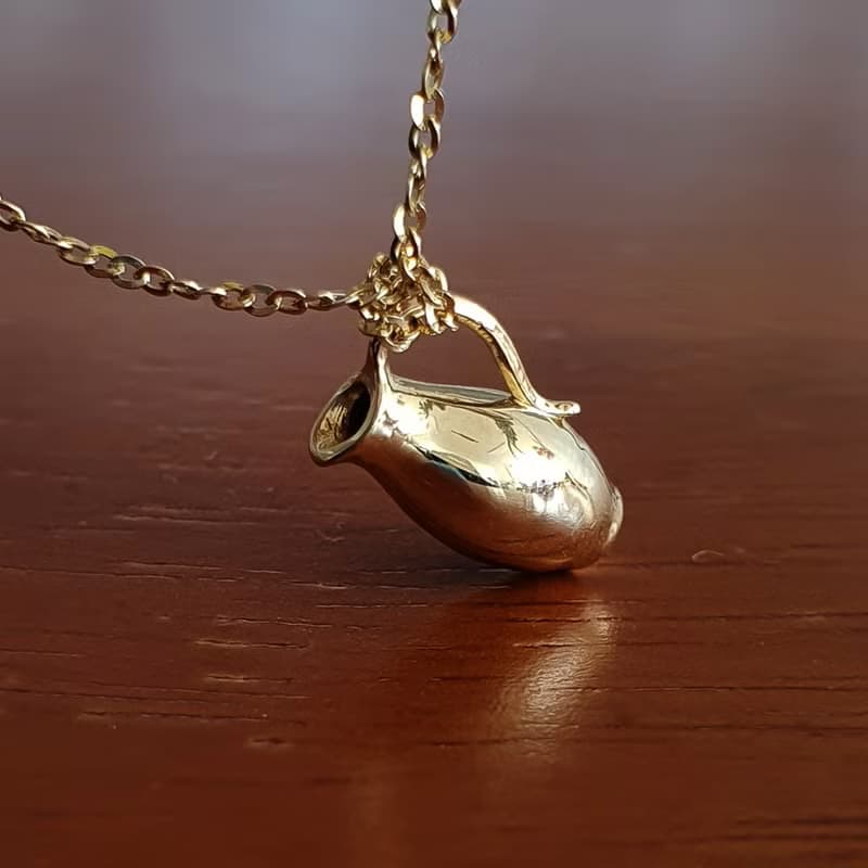 Water bottle & Flower Vase Necklace 14k